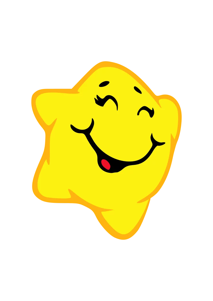 Happy Yellow Star Clipart with Cheerful Smile for Children's Illustrations