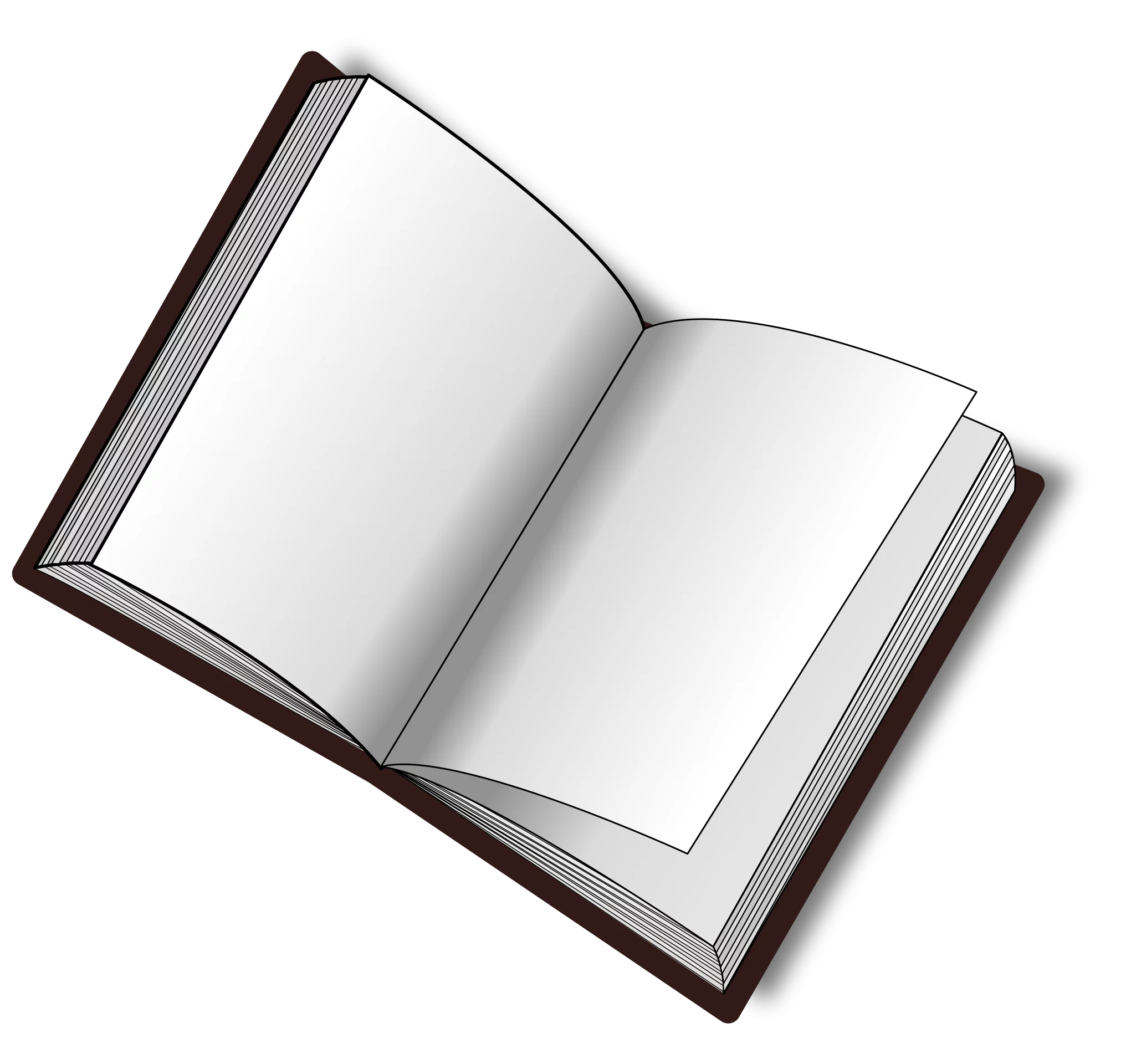 Open Blank Book with Empty White Pages - Simple Dark-Bound Book Clipart Illustration