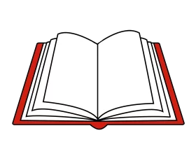 Open Red Book with Blank Pages Illustrated in Simple Line Art Clipart Style