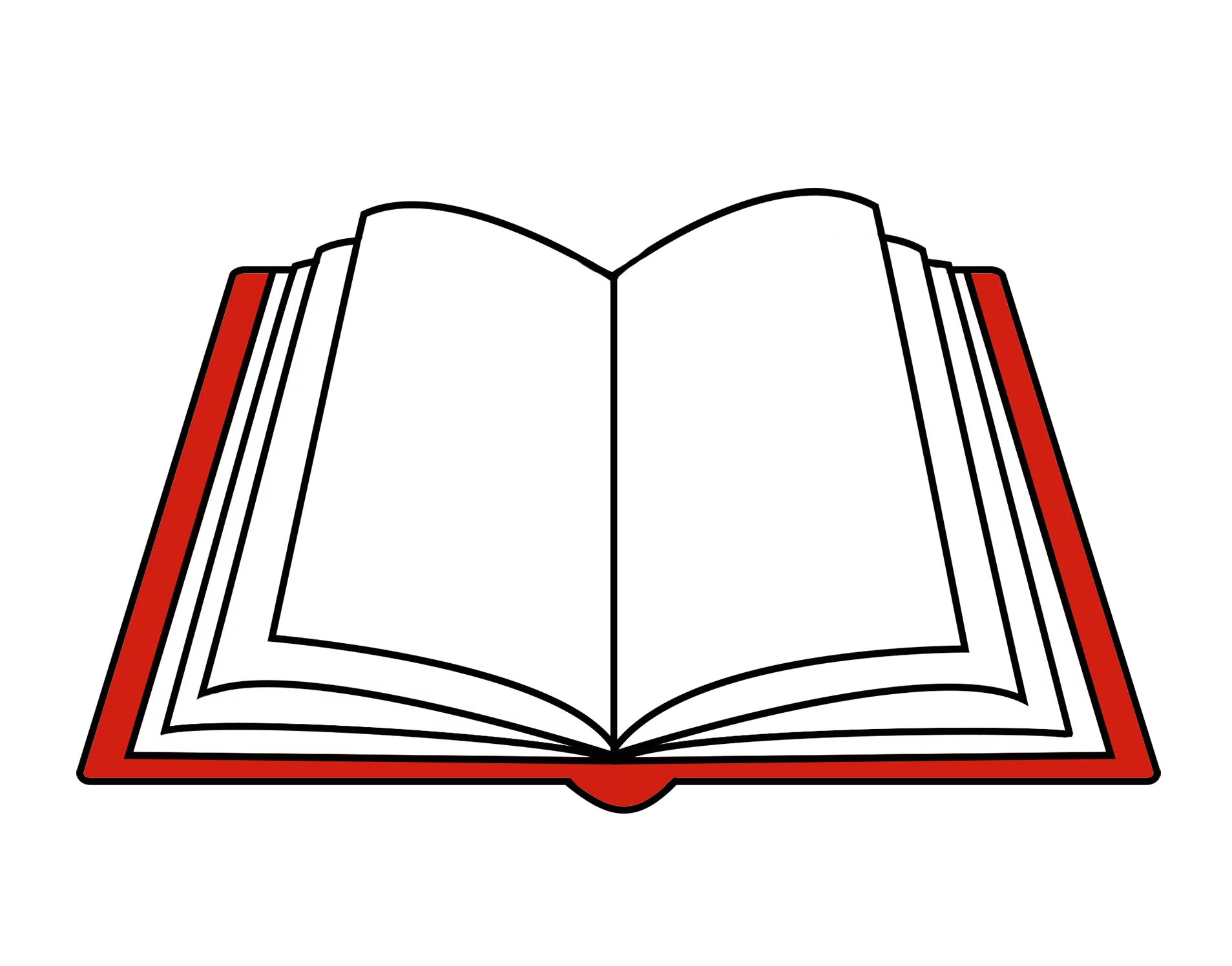 Open Red Book with Blank Pages Illustrated in Simple Line Art Clipart Style