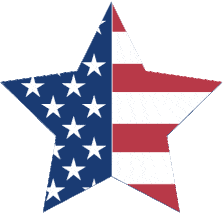 Patriotic American Flag Star Clipart Symbol with Red White Blue USA Design