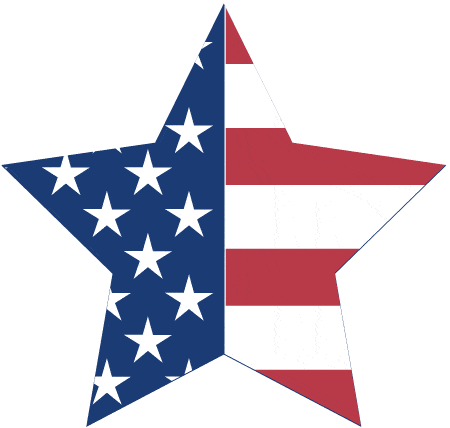 Patriotic American Flag Star Clipart Symbol with Red White Blue USA Design