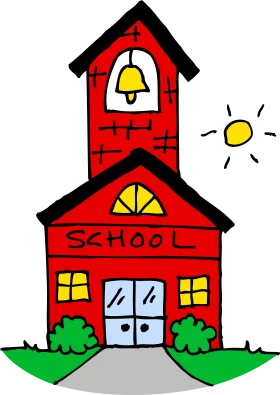 Red Schoolhouse with Bell Tower Traditional Education Building Clipart