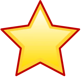 Shiny Yellow Star with Red Outline - Five-Pointed Decorative Star Clipart for Projects