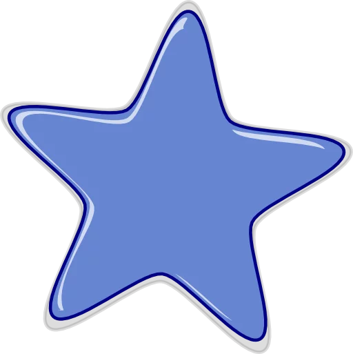 Smooth Glossy Blue Star Clipart with Rounded Points for Digital Design Projects