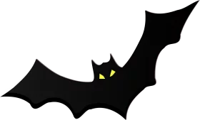 Spooky Black Bat with Yellow Eyes Halloween Silhouette Vector Clipart Illustration