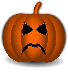 Spooky Halloween Angry Jack-o'-Lantern Orange Pumpkin Face Clipart for Seasonal Decor