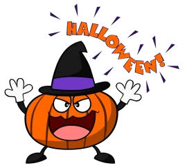 Spooky Halloween Cartoon Pumpkin Character with Witch Hat Clipart for Festive Decor