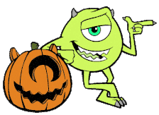 Spooky Halloween Green Monster with Jack-o'-lantern Pumpkin Clipart Illustration