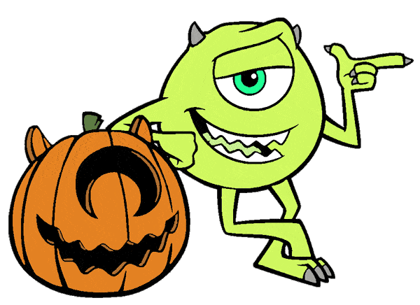 Spooky Halloween Green Monster with Jack-o'-lantern Pumpkin Clipart Illustration