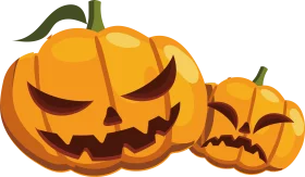 Spooky Halloween Jack-o'-Lantern Duo Pumpkin Seasonal Decoration Clipart