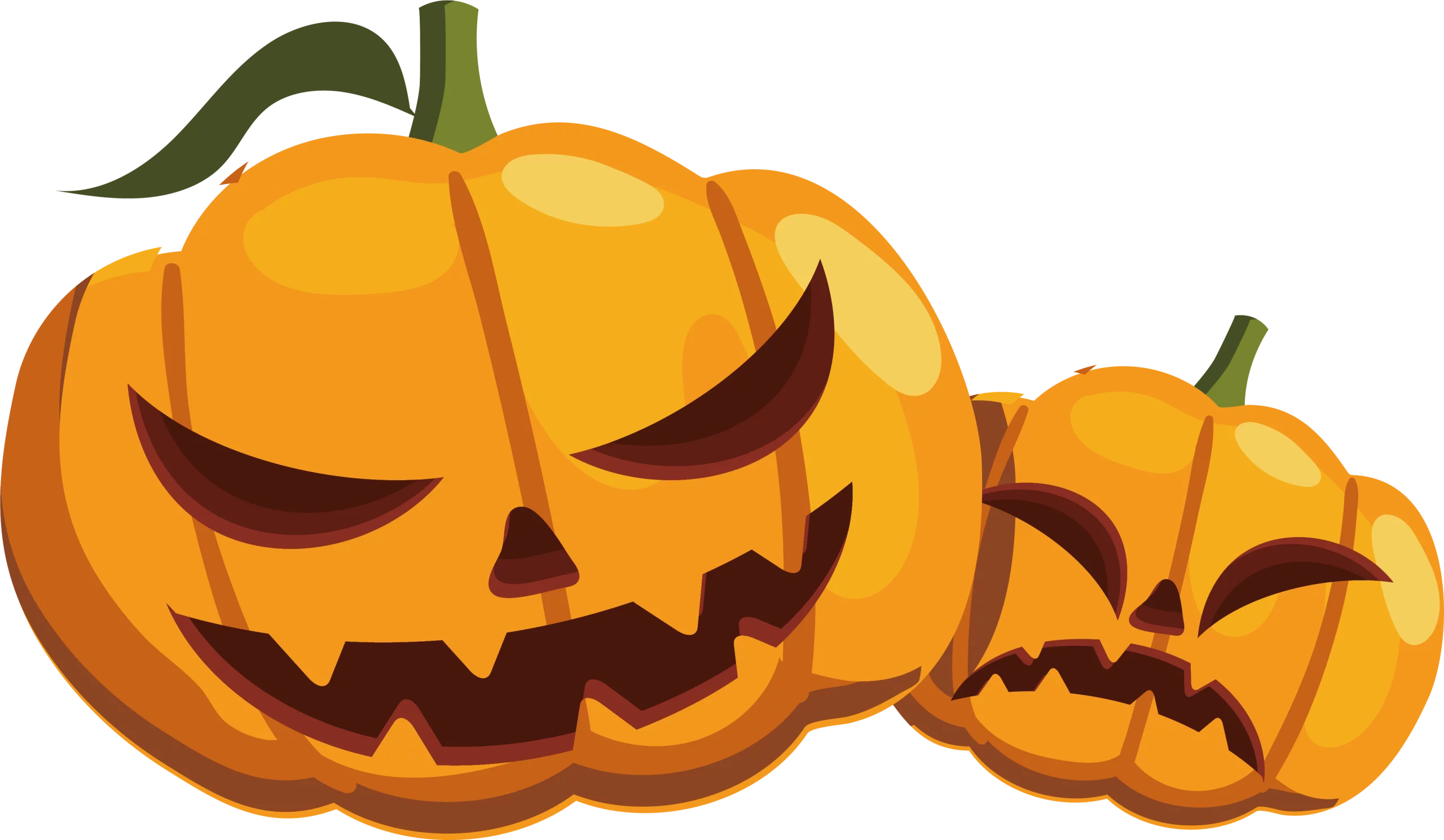 Spooky Halloween Jack-o'-Lantern Duo Pumpkin Seasonal Decoration Clipart