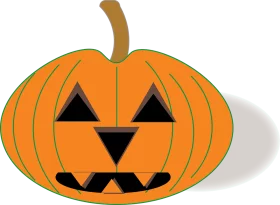 Spooky Halloween Jack-o'-Lantern Orange Pumpkin with Carved Face Clipart for Festive Decoration