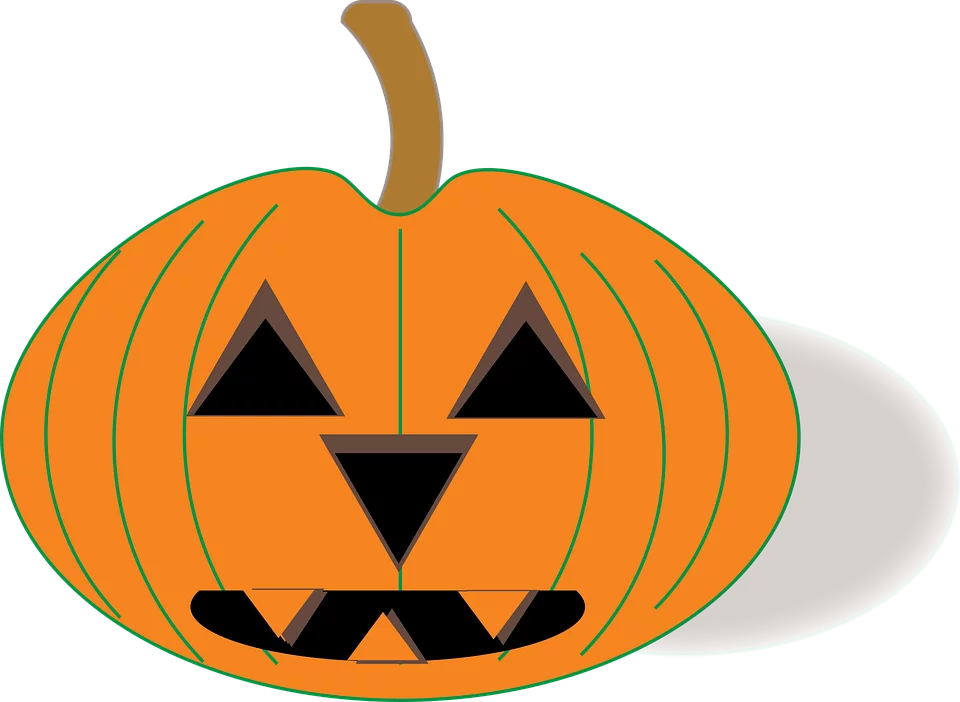 Spooky Halloween Jack-o'-Lantern Orange Pumpkin with Carved Face Clipart for Festive Decoration