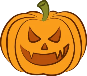 Spooky Halloween Jack-o'-Lantern Orange Pumpkin with Scary Face Clipart