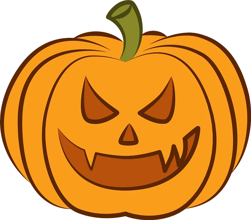 Spooky Halloween Jack-o'-Lantern Orange Pumpkin with Scary Face Clipart