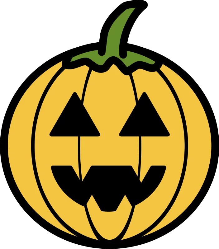 Spooky Halloween Jack-o'-lantern Pumpkin Clipart with Triangle Eyes and Smile