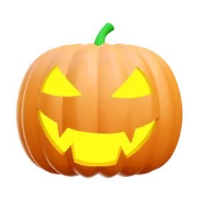 Spooky Halloween Jack-O'-Lantern Pumpkin with Glowing Face Seasonal Clipart