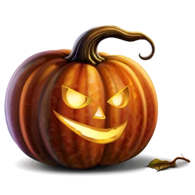 Spooky Halloween Jack-o'-Lantern with Glowing Eyes Mischievous Smile Pumpkin Clipart