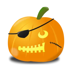 Spooky Halloween Pirate Jack-o'-Lantern Pumpkin with Eye Patch Clipart