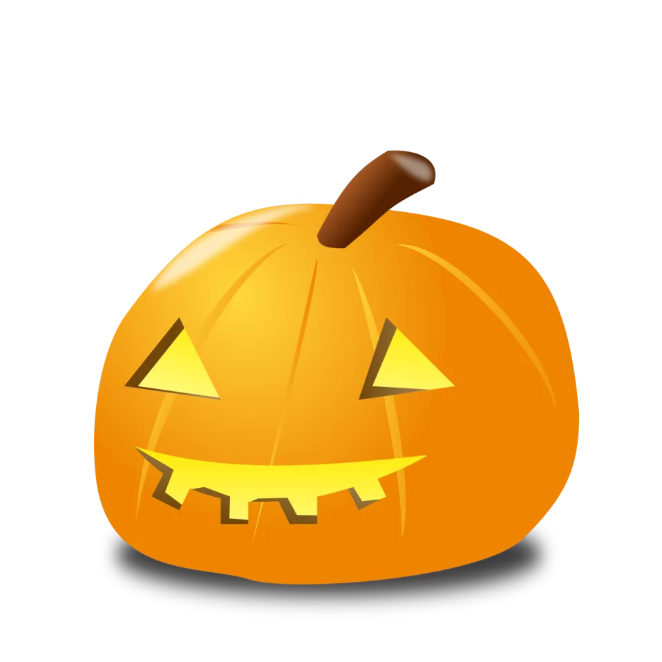 Spooky Jack-o'-Lantern Halloween Pumpkin with Glowing Triangular Eyes Clipart