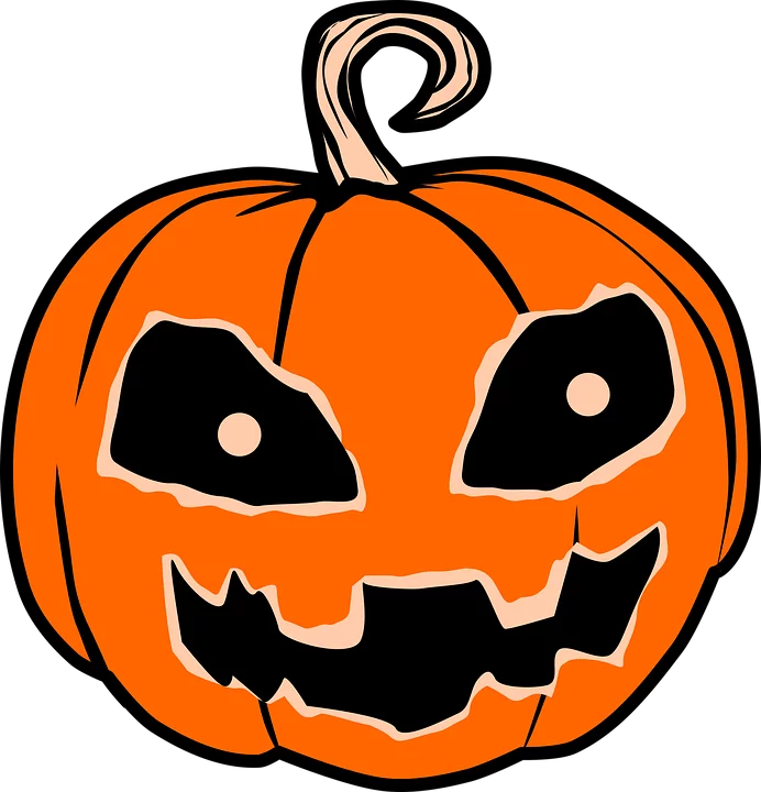 Spooky Orange Jack-o'-Lantern Halloween Pumpkin Face Cartoon Clipart