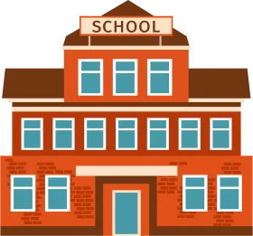 Traditional Three-Story Brick School Building Educational Institution Clipart Illustration