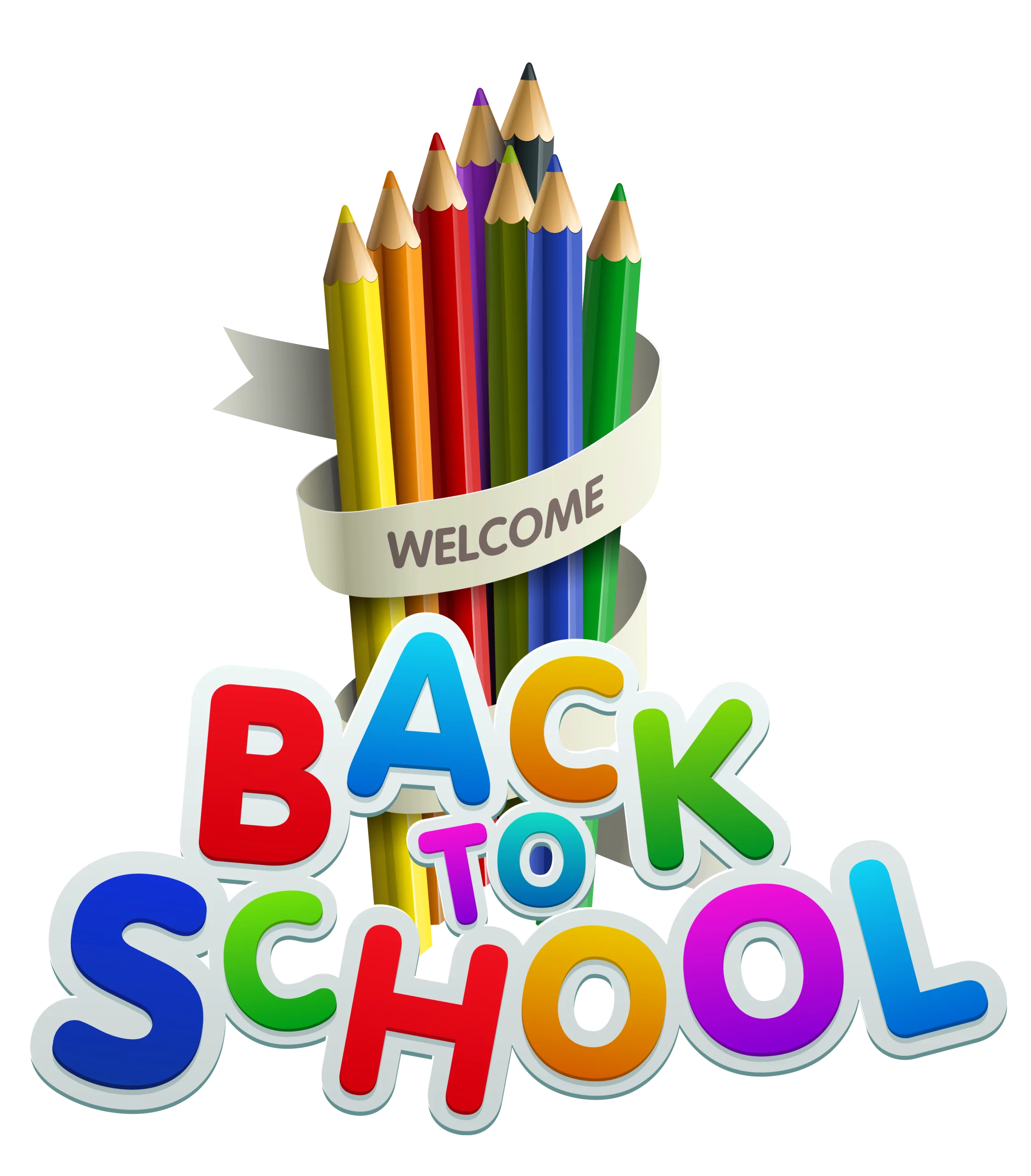 Vibrant Back to School Colorful Pencils Bundle with Welcome Banner Clipart