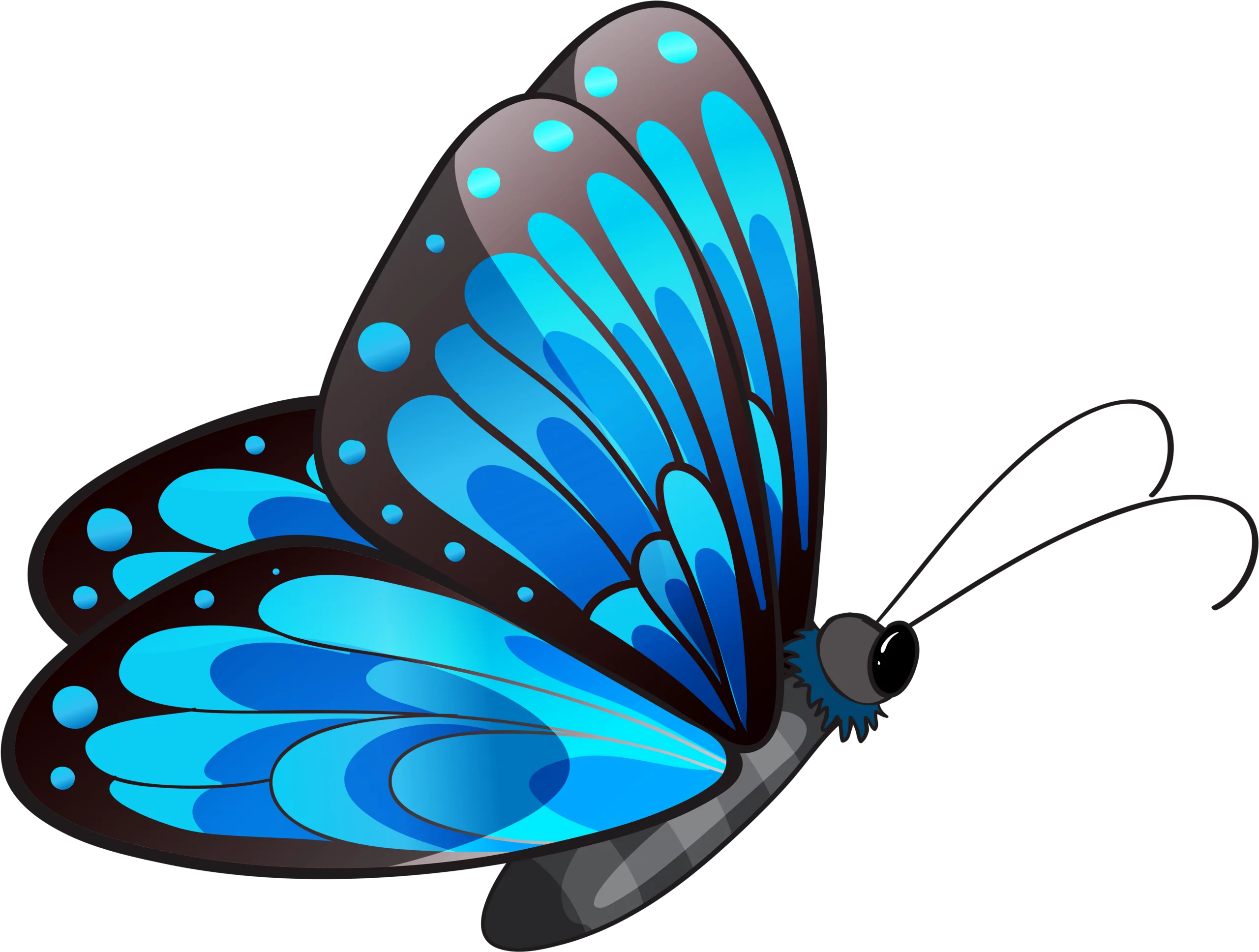 Vibrant Blue Butterfly Clipart with Shimmering Wings and Elegant Design