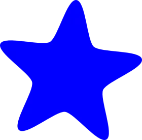 Vibrant Blue Five-Pointed Star Shape with Curved Edges - Simple Design Clipart