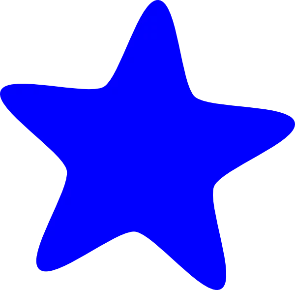 Vibrant Blue Five-Pointed Star Shape with Curved Edges - Simple Design Clipart