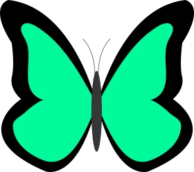 Vibrant Green Butterfly Clipart with Black Outline - Simple Elegant Digital Illustration