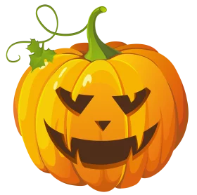 Vibrant Halloween Jack-o'-Lantern Pumpkin with Carved Face Clipart for Festive Decor