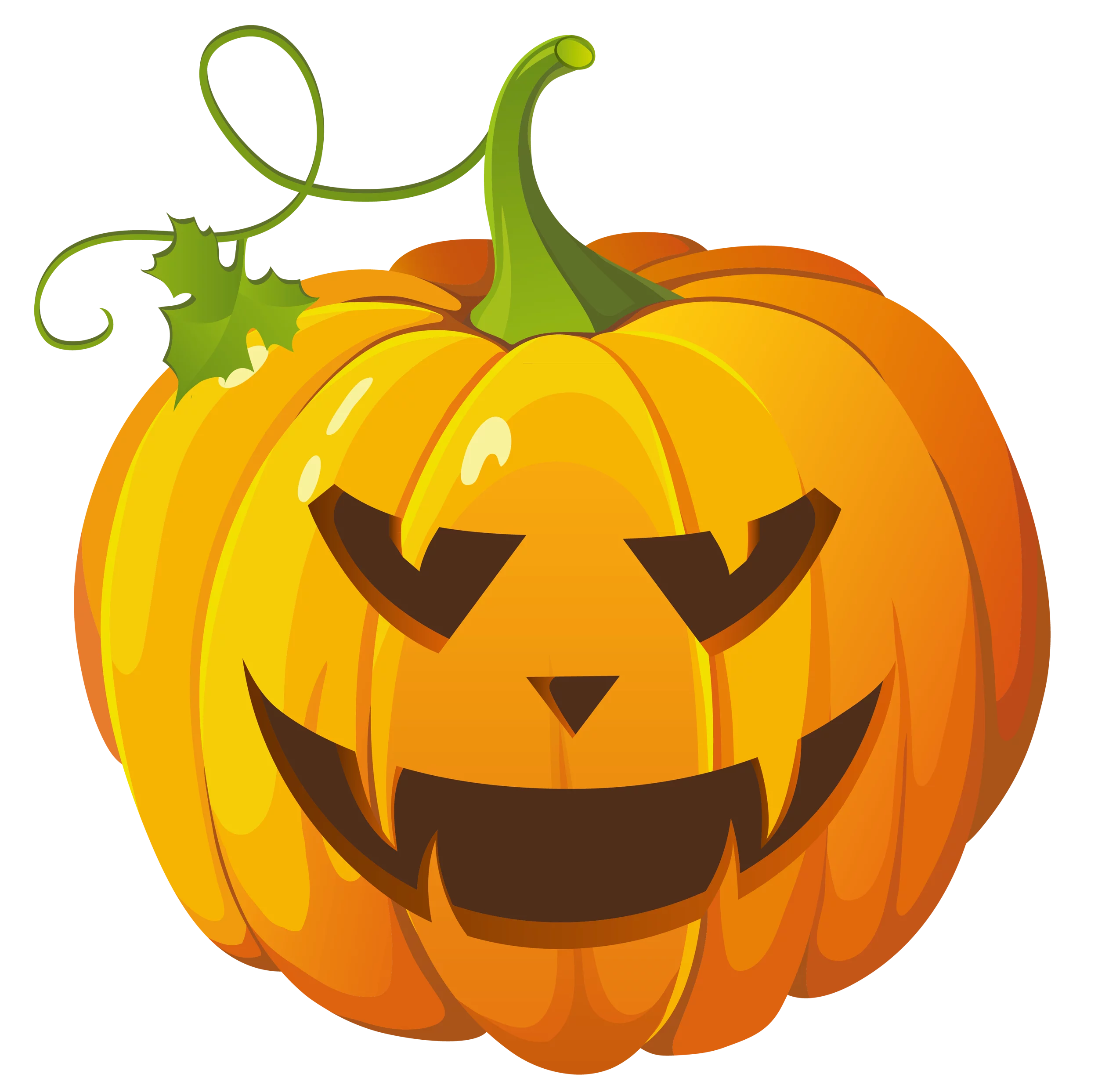 Vibrant Halloween Jack-o'-Lantern Pumpkin with Carved Face Clipart for Festive Decor