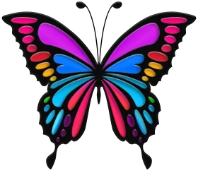 Vibrant Multicolored Butterfly Clipart with Stunning Rainbow Wing Pattern