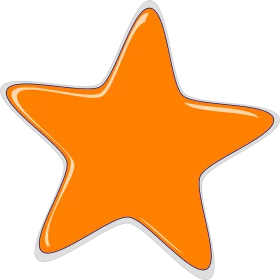 Vibrant Orange Five-Pointed Star Clipart with Silver Outline for Digital Design