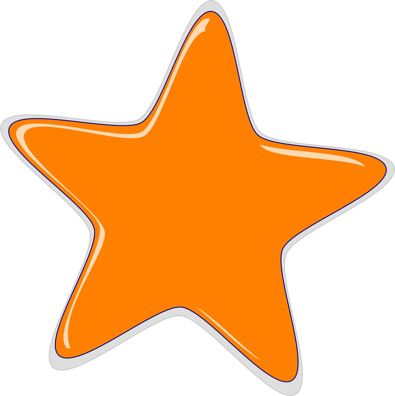 Vibrant Orange Five-Pointed Star Clipart with Silver Outline for Digital Design