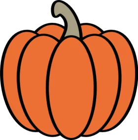 Vibrant Orange Pumpkin with Green Stem Seasonal Autumn Harvest Clipart