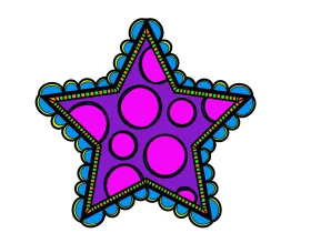 Vibrant Pink and Blue Decorative Star with Polka Dots Festive Celebration Clipart