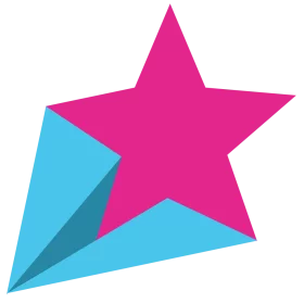 Vibrant Pink and Blue Geometric Star Shape Modern Clipart Design Element