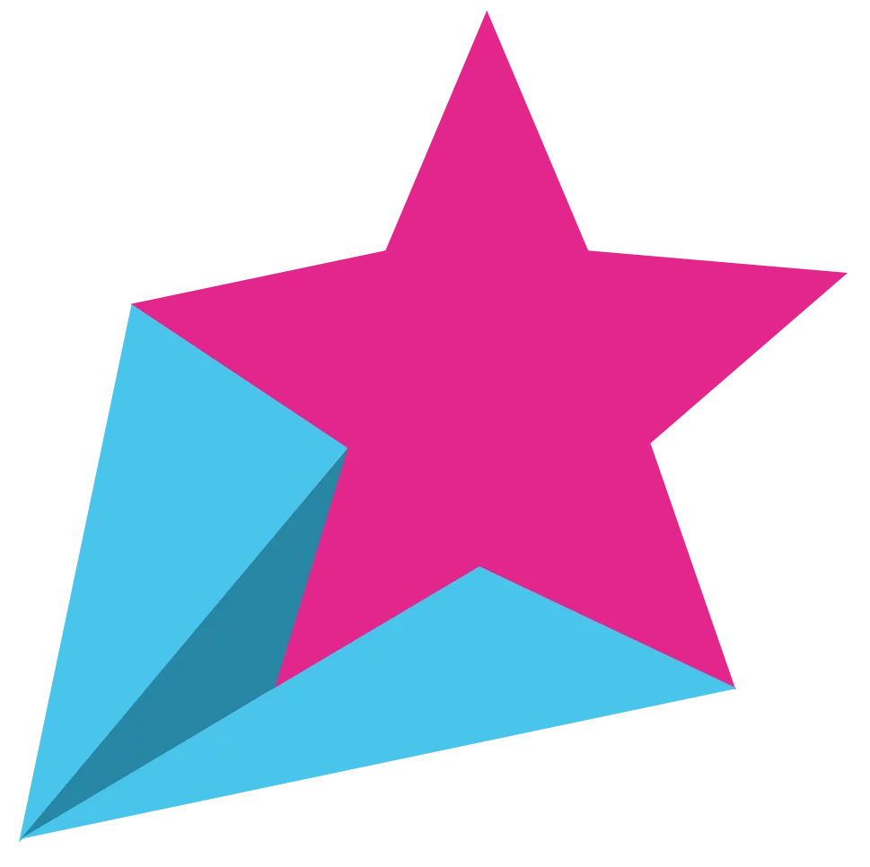 Vibrant Pink and Blue Geometric Star Shape Modern Clipart Design Element