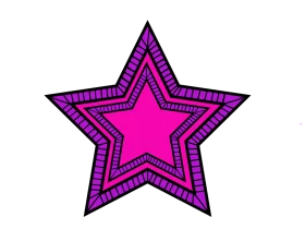 Vibrant Pink and Purple Layered Star Shape Decorative Geometric Clipart