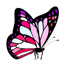 Vibrant Pink and White Butterfly Wings Nature Illustration Decorative Clipart