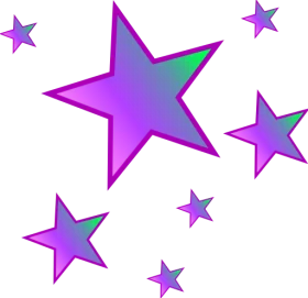 Vibrant Purple and Teal Gradient Stars Clipart Collection for Creative Projects