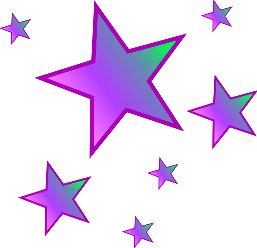 Vibrant Purple and Teal Gradient Stars Clipart Collection for Creative Projects