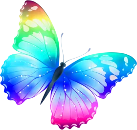 Vibrant Rainbow Gradient Butterfly with Transparent Wings - Colorful Insect Clipart