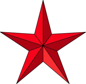 Vibrant Red 3D Five-Pointed Star Geometric Shape Symbol Clipart Illustration