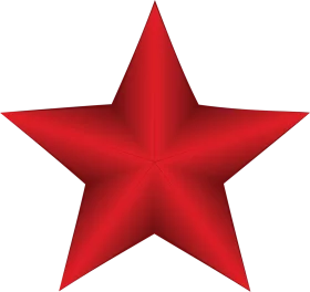 Vibrant Red Star Shape Symbol Glossy Geometric Five-Pointed Star Clipart