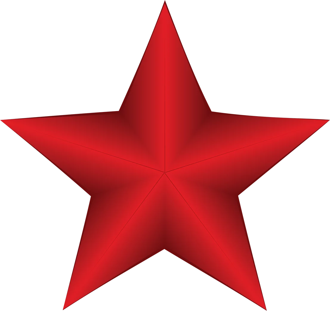 Vibrant Red Star Shape Symbol Glossy Geometric Five-Pointed Star Clipart