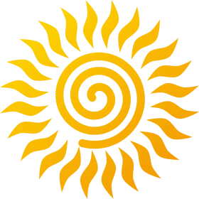 Vibrant Yellow Spiral Sun with Curved Rays - Summer Energy Clipart Illustration